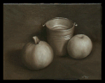 9x11 Oil on Canvas Pumpkin, Bucket and Apple Study(2012)