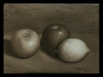 9x11 Oil on Canvas Two Apples and a Lemon Study(2012)