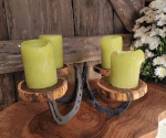Adventskranz (ohne Kerzen) SecondLife-Hufeisen mit Holzscheiben, geölt - 65 Euro