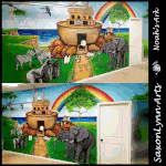 Noah's Ark Christian Bible themed mural, Frisco Texas