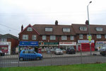 Shops at the east end of Bordesley Green, at the junction with Little Bromwich Road