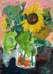Sonnenblume in Vase  Mischtechn./ Papier 70x50 cm verk./ sold
