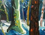 Winterwald grüner Baum 80x100 cm 