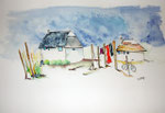 "Aigues-Mortes, cabanes camarguaises", 36 x 51 cm