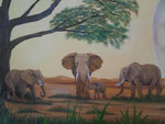 Elefanten (Bildausschnitt) in surrealer Landschaft   (verkauft)