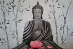 Buddha mit Lotusblüte   60cm x 90 cm   verkauft