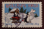2005 - Meilleurs vœux. Ours blanc et pingouins dessiné par Cécile Millet