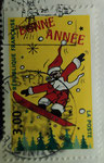 1998 - Bonne année 1999- Père Noël et le snowboard dessiné par Aurélie BARAS
