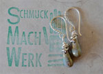 Silber-ohhringe Wirework Art mit grünen Tropfenperlen