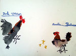 Les poules de Salma, 6 ans, aquarelle