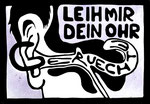 Ein offenes Ohr haben, 2023, Linolschnitt, Acryl, 21 x 30 cm