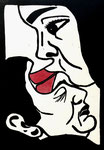 Der Musenkuss, 2023, Holzschnitt, 30 x 21 cm