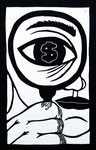 Jeder sieht, was er sucht, 2024, Linolschnitt, 29 x 18,5 cm