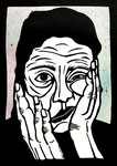 Sudden Repulsion Syndrome, 2023, Linolschnitt, Acryl, 30 x 21 cm