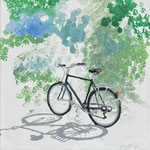 2024 Landschaft mit Fahrrad Acryl auf Leinwand 30x30cm 300,-€