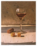 Liqueur Glass & Pair of Dice - 8.5" x 10" - Oil on Wood Panel