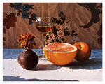 Liqueur Glass & Grapefruit - 8.5" x 10"  -  Oil on Wood Panel