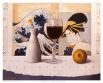 Wine Glass & Japanese Prints  -  20" X 16"  -  Oil on Art Panel 
