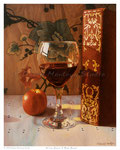 Wine Glass & Red Book  - 8.5" x 10"  -  Oil on Wood Panel 