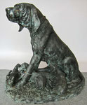 Hundegruppe "Hund mit Welpen" aus Bronze für Garten und Haus