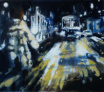 Nachtbus,140x160 cm, 2010, Öl auf Leinwand
