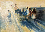 Chillin´at the edge, 150x210 cm, 2024, Öl auf Leinwand