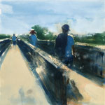 Walking on wood, 60x60 cm, 2022, Öl auf Leinwand