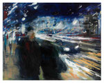 Nachtstrasse, 120x150 cm, 2009, Öl auf Leinwand