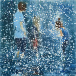 Water Players 03, 80x80 cm, 2024, Öl auf Leinwand