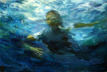 Schwimmerin, 100x150 cm, 2004, Öl auf Leinwand
