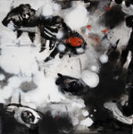 What the heck are they doing down there? 30x30 cm, 2010, Öl auf Leinwand