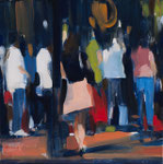 The tuba player in the park, 30x30 cm, 2014, Öl auf Leinwand 
