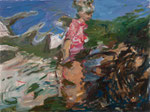 Frau in Rot, 120x160 cm, 2004, Öl auf Leinwand