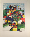 "Stadtansicht", Farboffset, datiert (96), signiert, ca. 50 x 40 cm, 90,-€