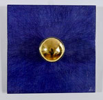 25.4 Poliment vergoldete Kugel auf poliertem blauen Bolus, 30 x 30, 2019