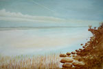 Die Eider im Winter, Hartfaserplatte, 19 x 28, Mischtechnik, Februar 2016