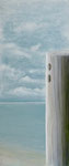 Pfahl am Meer, Leinwand, Mischtechnik, 70 x 30, Juni 2021