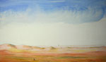 Kleine Landschaft mit Mann und Kind, Faserplatte, Mischtechnik, 15 x 25, 2011