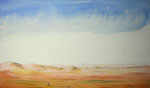 Kleine Landschaft mit Mann und Kind, Faserplatte, Mischtechnik, 15 x 25, 2011