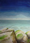Felsen am Meer, Leinwand, Mischtechnik, 100 x 70, Dezember 2015