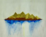 83.1 Poliment vergoldete Berge auf Aquarellpapier, 50 x 70, 2025