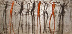 TANZSZENE 5, 60X120CM, MISCHTECHNIK/ACRYL/FARBPULVER AUF LEINWAND, VERKAUFT
