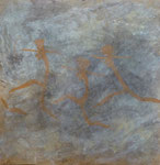 LAUFENDE FRAUEN, 80X80CM, BITUMEN/ACRYL AUF LEINWAND, PREIS AUF ANFRAGE