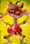 Sandteufel, Acryl und Sand auf Papier, 43x 60 cm, 200 €