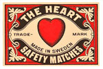 Vintage Heart Swedish Matchbox Label 60x40 cms.