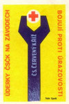 Czechoslovak Red Cross: cs. cerveny kriz [czechoslovak red cross]. 1960. czechoslovakia. matchbox label. print. ephemera. art. graphic design.