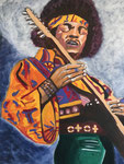 Gitarren-Legende , Jimi Hendrix, 2021, Acryl auf Leinwand, 70 x 50 cm