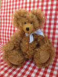 Klassischer Teddy aus gelocktem, braunen Mohair, 25 cm hoch