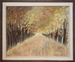 Allee , Künstlerin: Karin Wolter,  Größe 60 x 50 cm (51 x 41 cm ohne Rahmen),  Öl auf Holz , Holzrahmen,  Bild Nr. 002/1, Spendenvorschlag 180 €