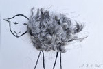 Schaf 2, Künstlerin: Anke Bavendam-Kreib, Größe: 10x15 cm, Mischtechnik auf Aquarellpapier